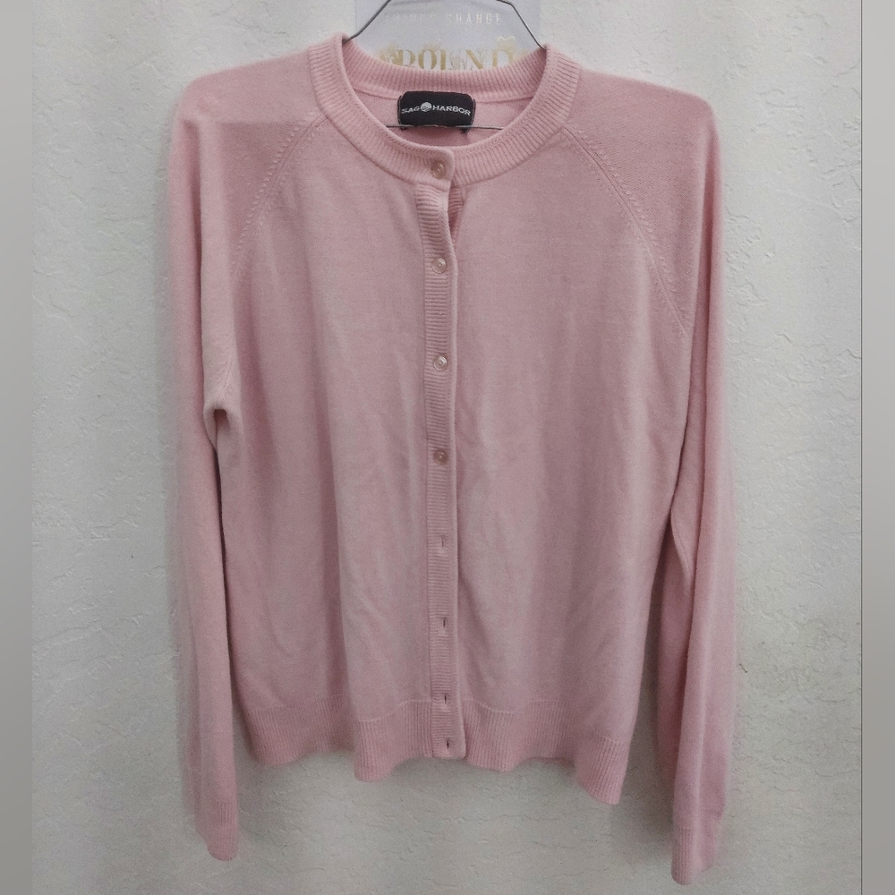 Sag Harbor pink cardigan sweater